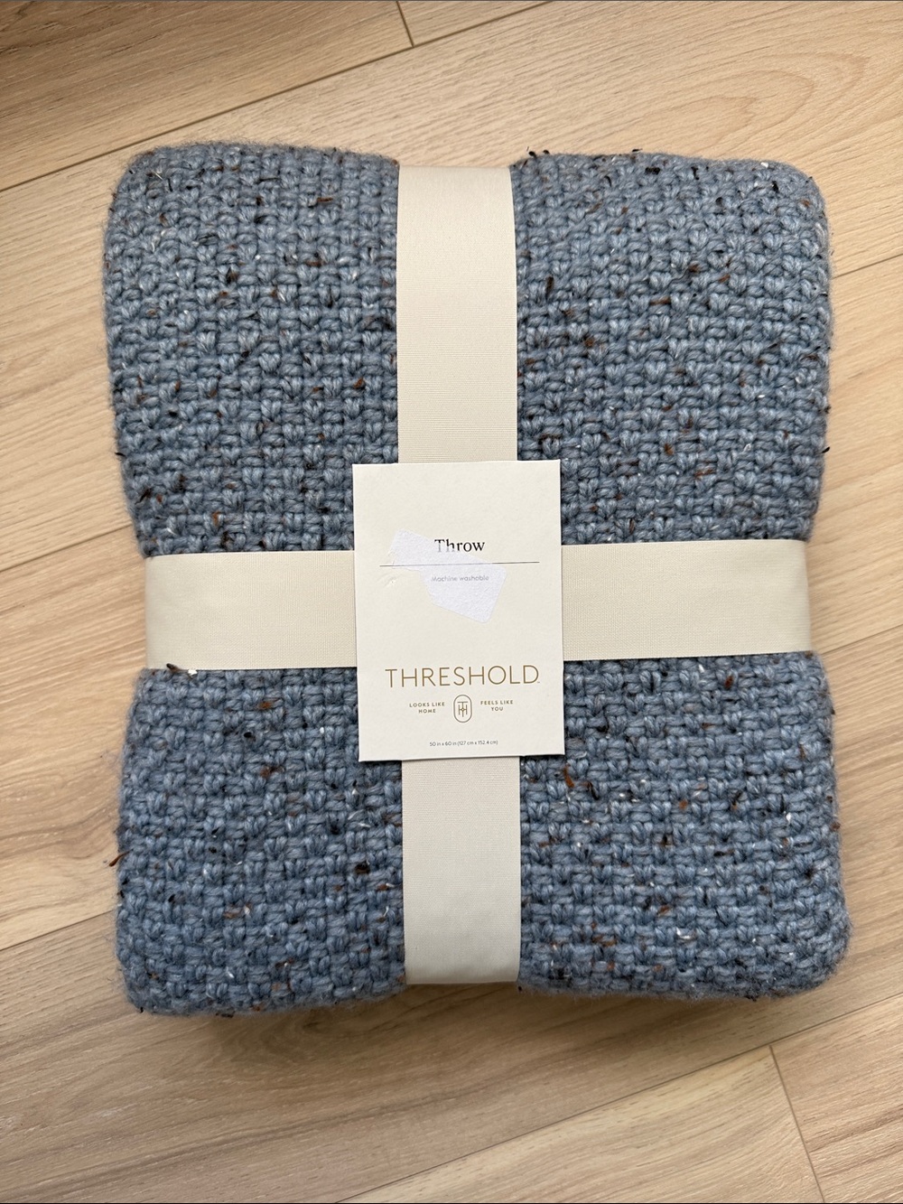 NEW- Threshold Marled Knit Throw Blanket in Blue